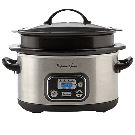 Digital Slow Cooker, Oval, 4-6 Qt, Stainless Steel