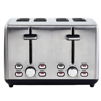 Toaster, 4-Slice, Wide Slot, Stainless Steel