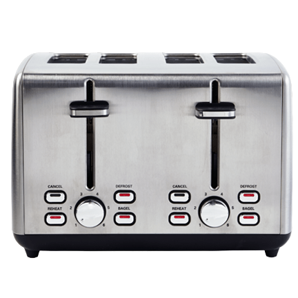 Toaster, 4-Slice, Wide Slot, Stainless Steel