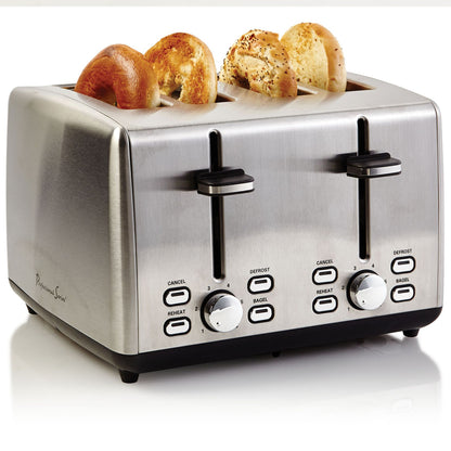Toaster, 4-Slice, Wide Slot, Stainless Steel